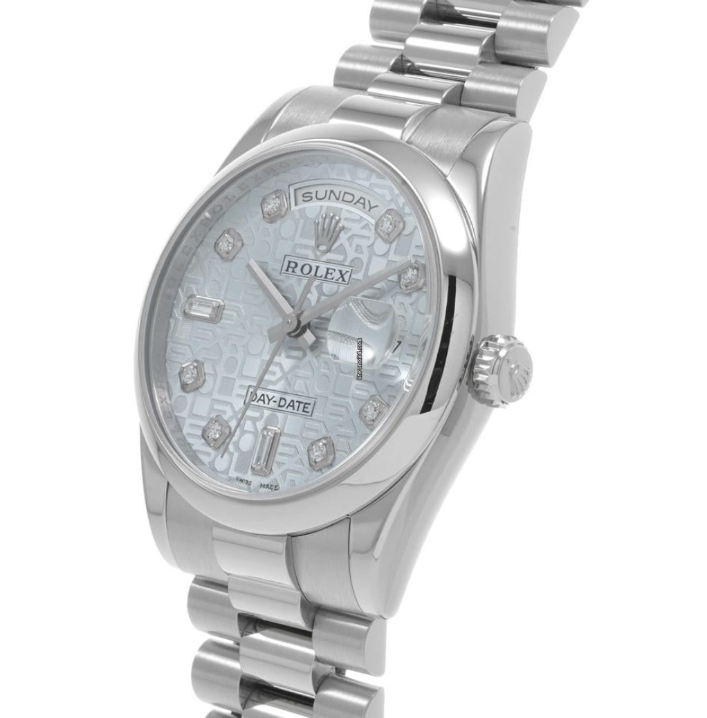 Rolex Day-Date Platinum Silver Dial 36mm 2007