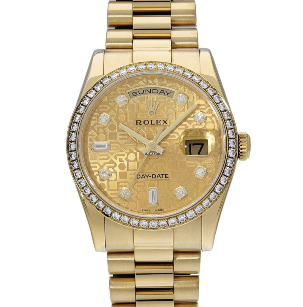 Rolex Day-Date Yellow Gold Diamond Gold Dial 36mm 2009