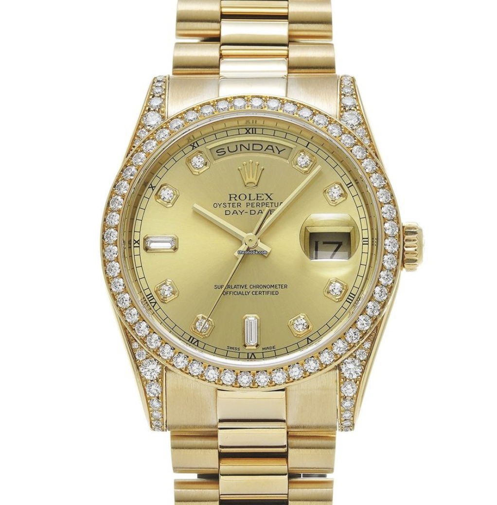 Rolex Day-Date Yellow Gold Diamond Gold Dial/Bezel 36mm