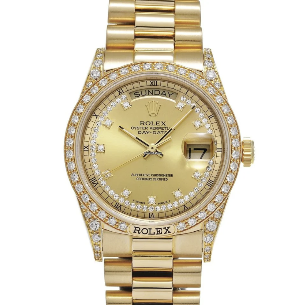 Screenshot 2026-02-27 at 12.02.49 AM Rolex Day-Date Yellow Gold Diamond Gold Dial 36mm 1987