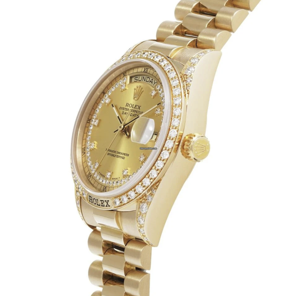 Rolex Day-Date Yellow Gold Diamond Gold Dial 36mm 1987