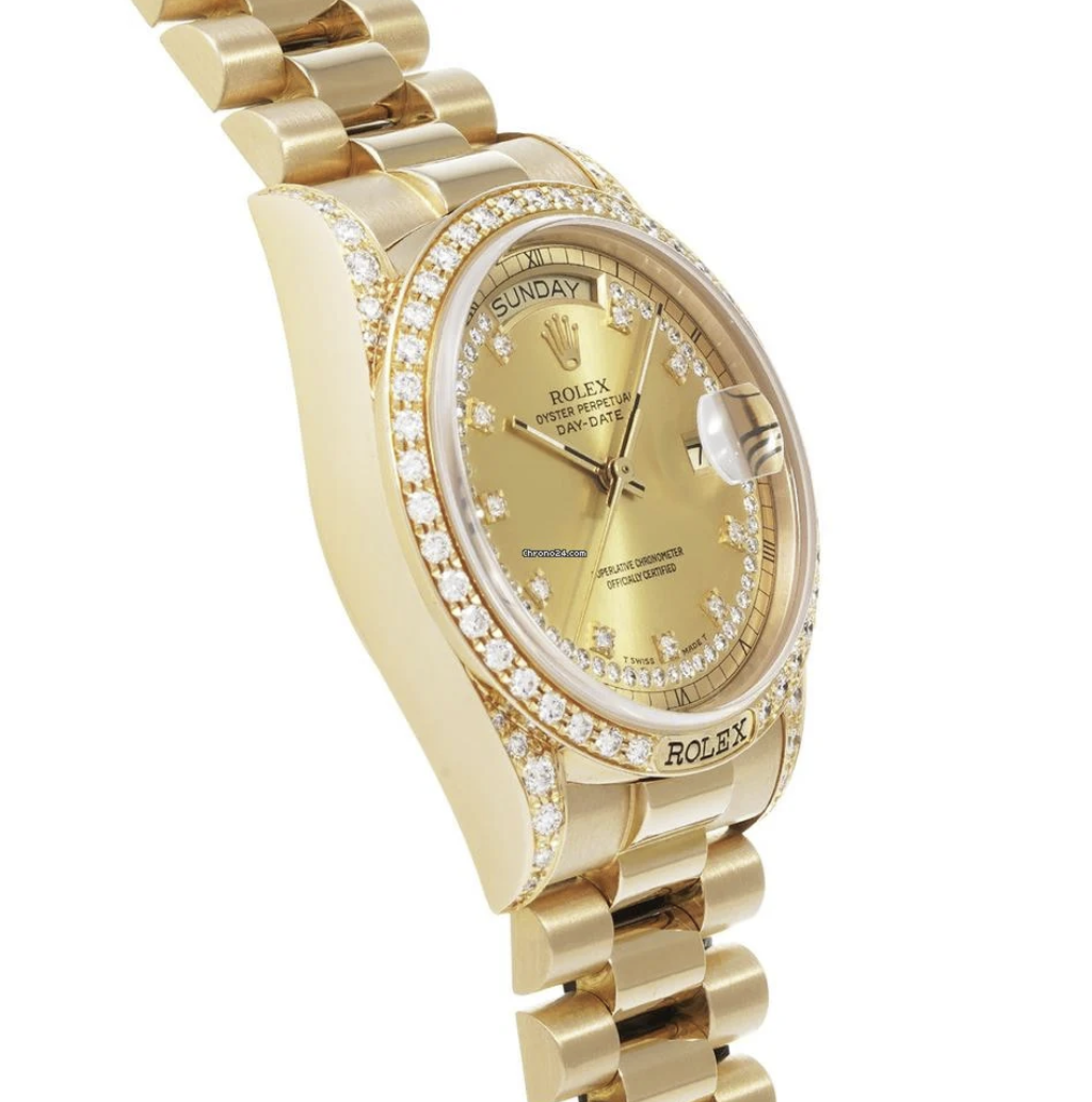 Rolex Day-Date Yellow Gold Diamond Gold Dial 36mm 1987