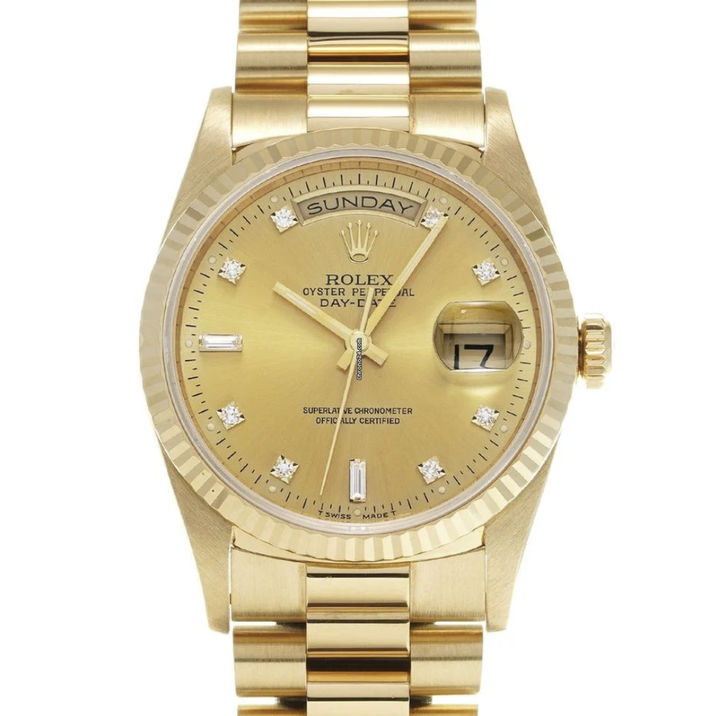 Screenshot 2026-02-27 at 12.12.15 AM Rolex Day-Date Yellow Gold Diamond Gold Dial 36mm 1990