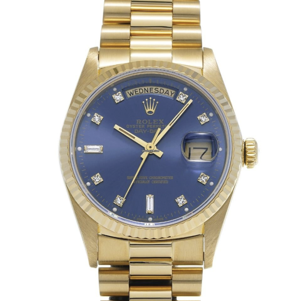 Screenshot 2026-02-27 at 12.15.35 AM Rolex Day-Date Yellow Gold Blue Dial 36mm 1983
