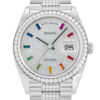 Rolex Day-Date White Gold Silver Diamond Dial Rainbow Diamond Bezel/Bracelet 36mm 2024