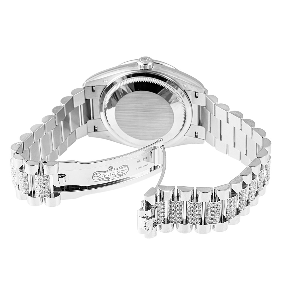 Rolex Day-Date White Gold Silver Diamond Dial Rainbow Diamond Bezel/Bracelet 36mm 2024