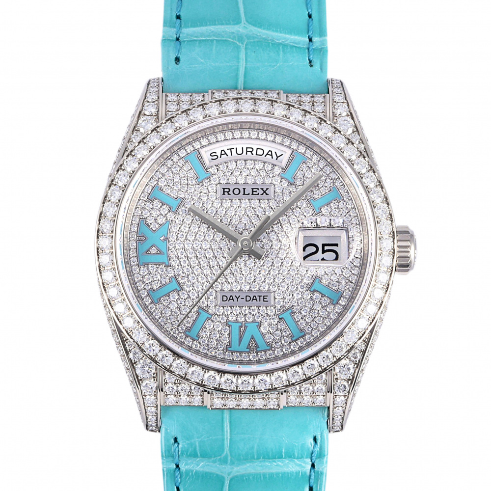 Rolex Day-Date White Gold Silver Diamond Dial Full Factory Diamond 36mm 2025