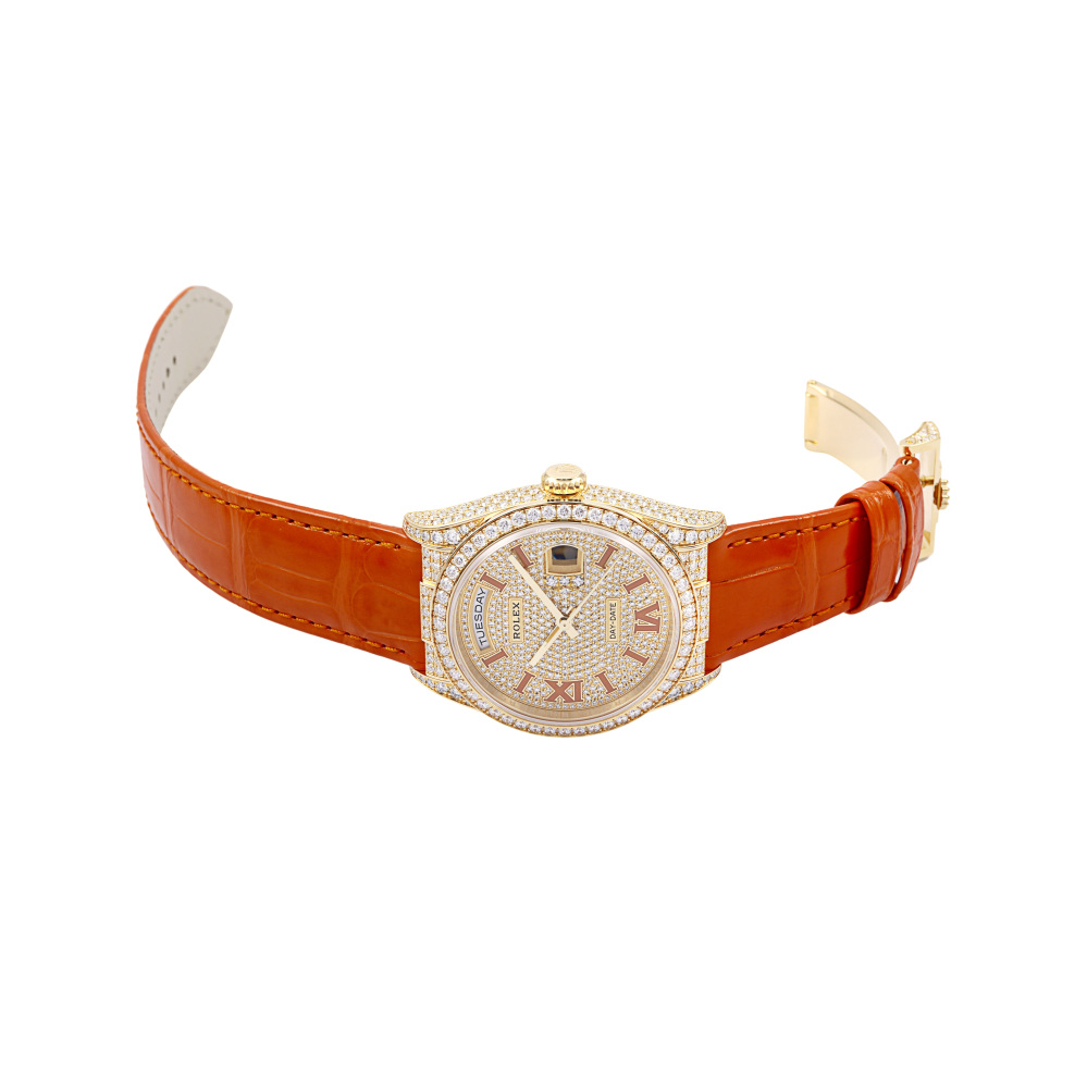 Rolex Day-Date Yellow Gold Champagne Diamond Dial Full Factory Diamond 36mm 2022