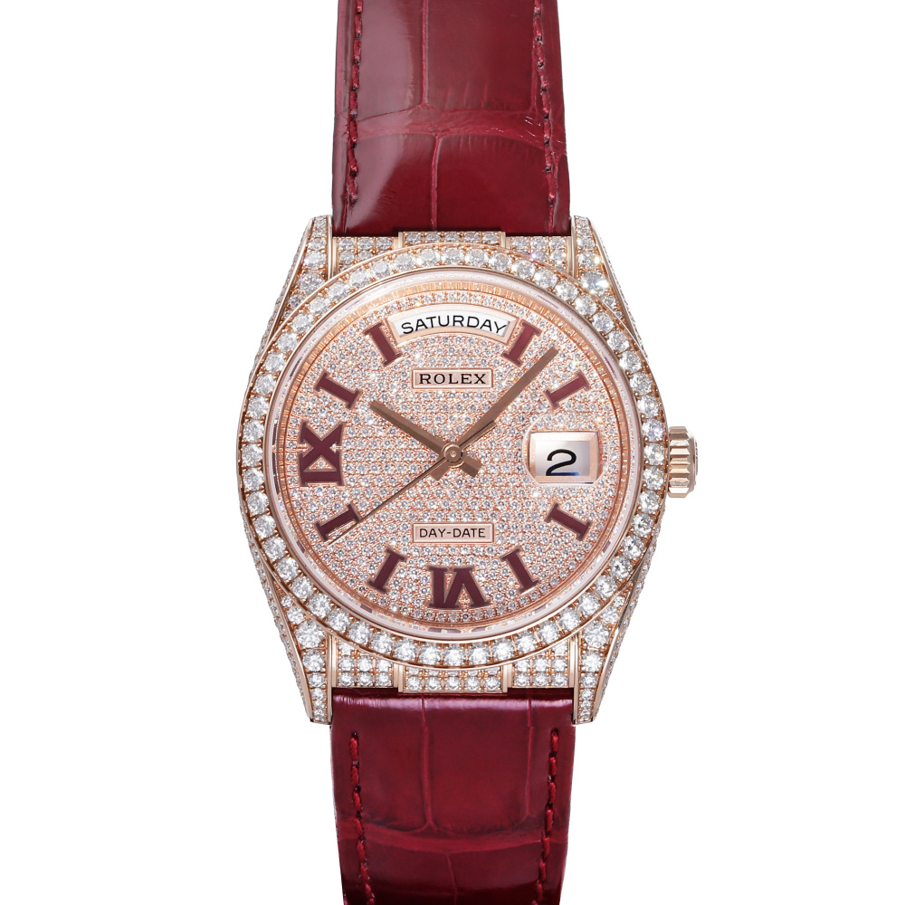 Rolex Day-Date Rose Gold Silver Diamond Dial Full Factory Diamond 36mm 2024