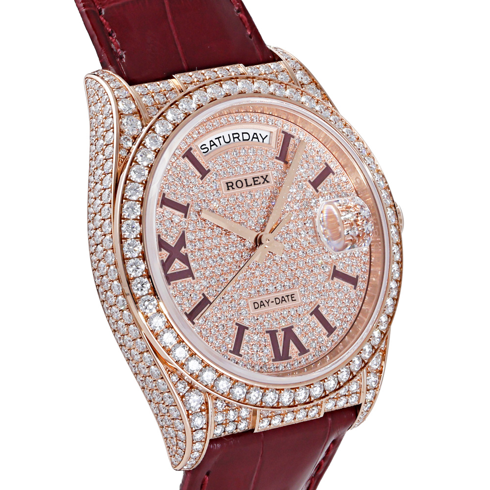 Rolex Day-Date Rose Gold Silver Diamond Dial Full Factory Diamond 36mm 2024