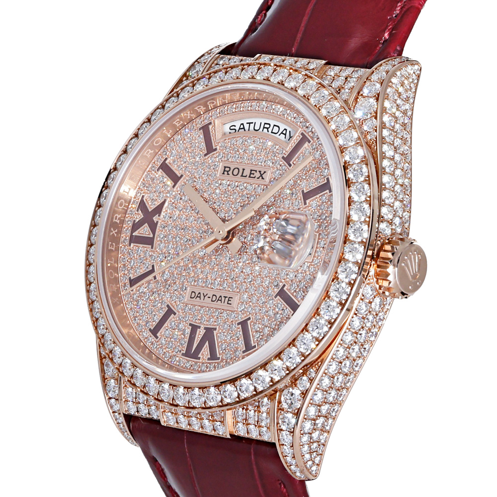 Rolex Day-Date Rose Gold Silver Diamond Dial Full Factory Diamond 36mm 2024
