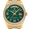 Rolex Day-Date Yellow Gold Green Rome Dial Diamond Bezel 36mm 2024