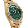 Rolex Day-Date Yellow Gold Green Rome Dial Diamond Bezel 36mm 2024
