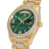 Rolex Day-Date Yellow Gold Green Rome Dial Diamond Bezel 36mm 2024
