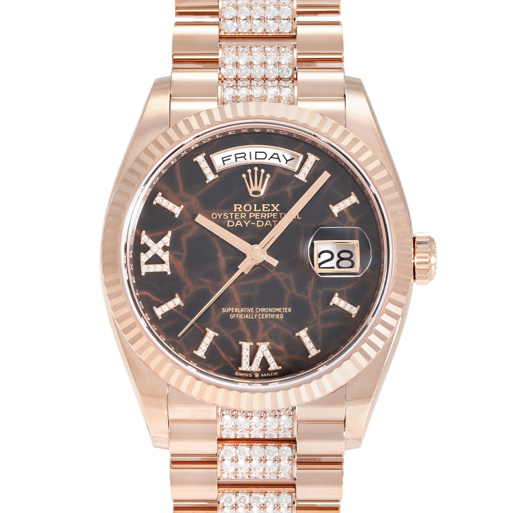 Rolex Day-Date Rose Gold Dark Brown Dial Diamond Bracelet 36mm 2024