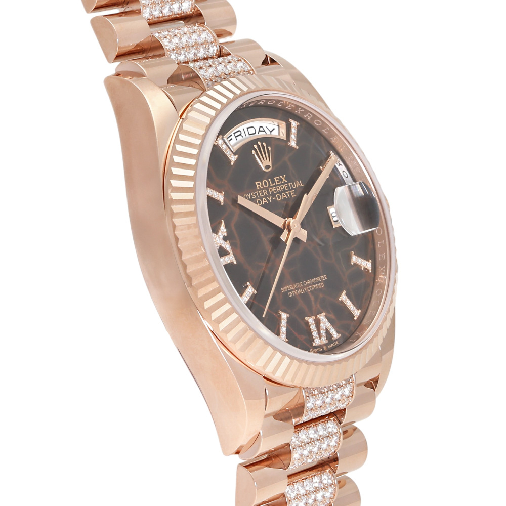 Rolex Day-Date Rose Gold Dark Brown Dial Diamond Bracelet 36mm 2024