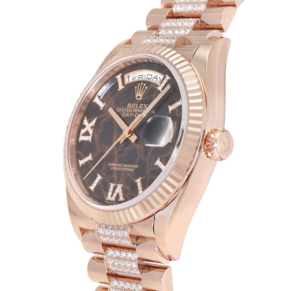 Rolex Day-Date Rose Gold Dark Brown Dial Diamond Bracelet 36mm 2024