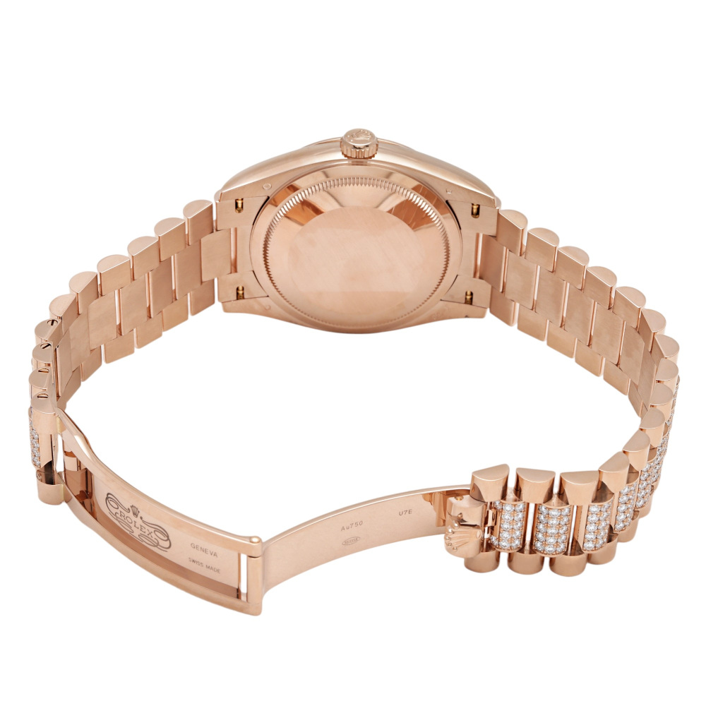 Rolex Day-Date Rose Gold Dark Brown Dial Diamond Bracelet 36mm 2024