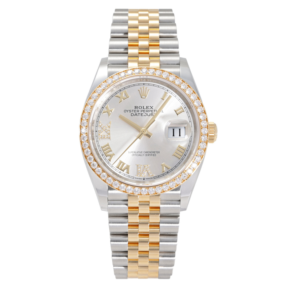 Rolex Datejust Two Tone Yellow Gold Silver Diamond Dial 36mm 2022