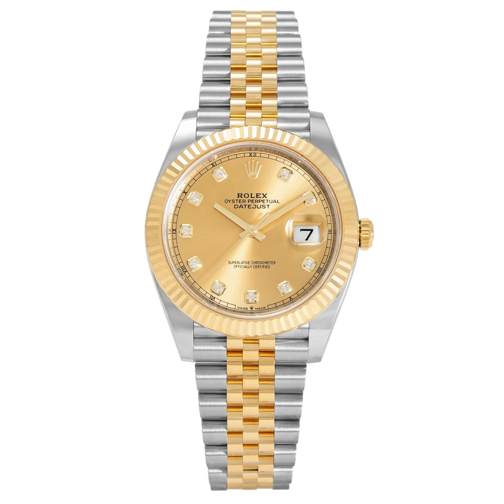 w258554-1 Rolex Datejust Two Tone Yellow Gold Diamond Gold Dial 41mm 2024