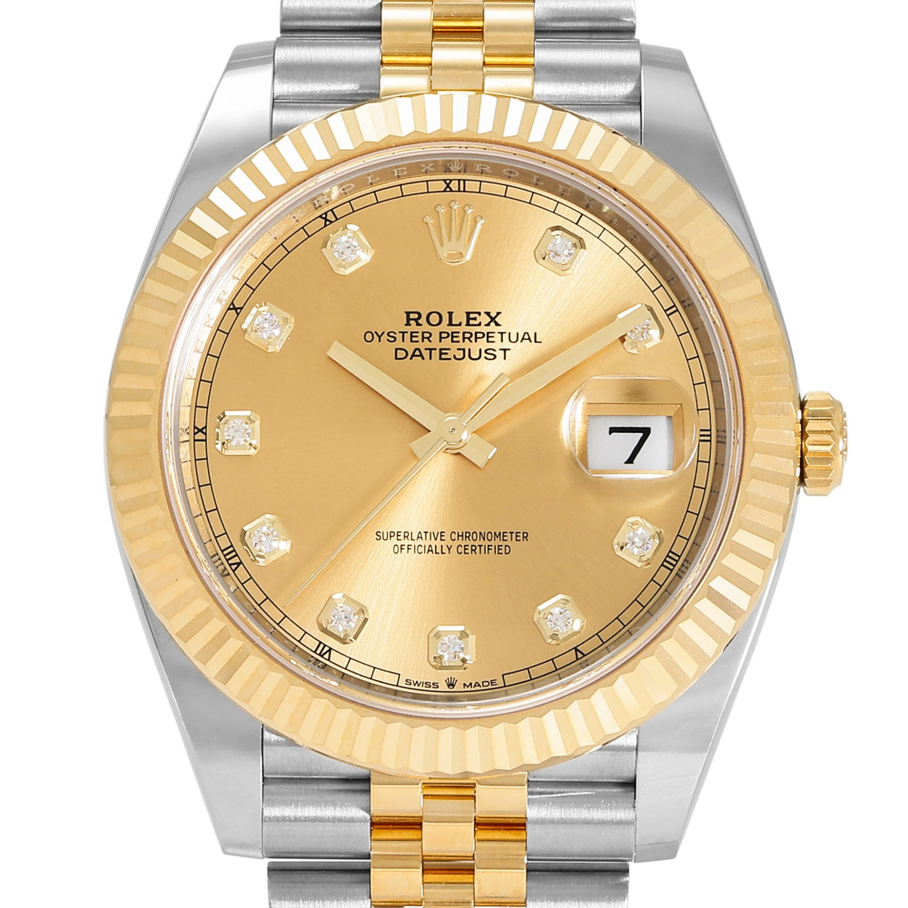 w258554-2 Rolex Datejust Two Tone Yellow Gold Diamond Gold Dial 41mm 2024