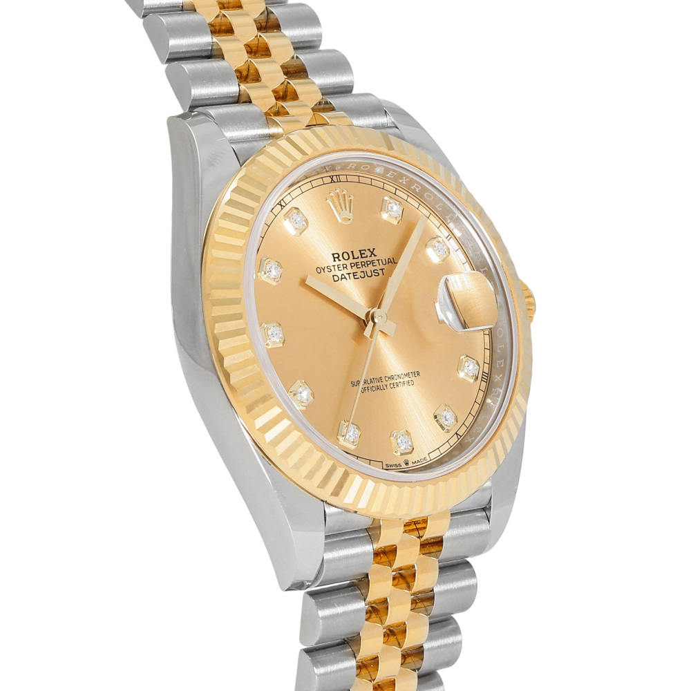 w258554-3 Rolex Datejust Two Tone Yellow Gold Diamond Gold Dial 41mm 2024