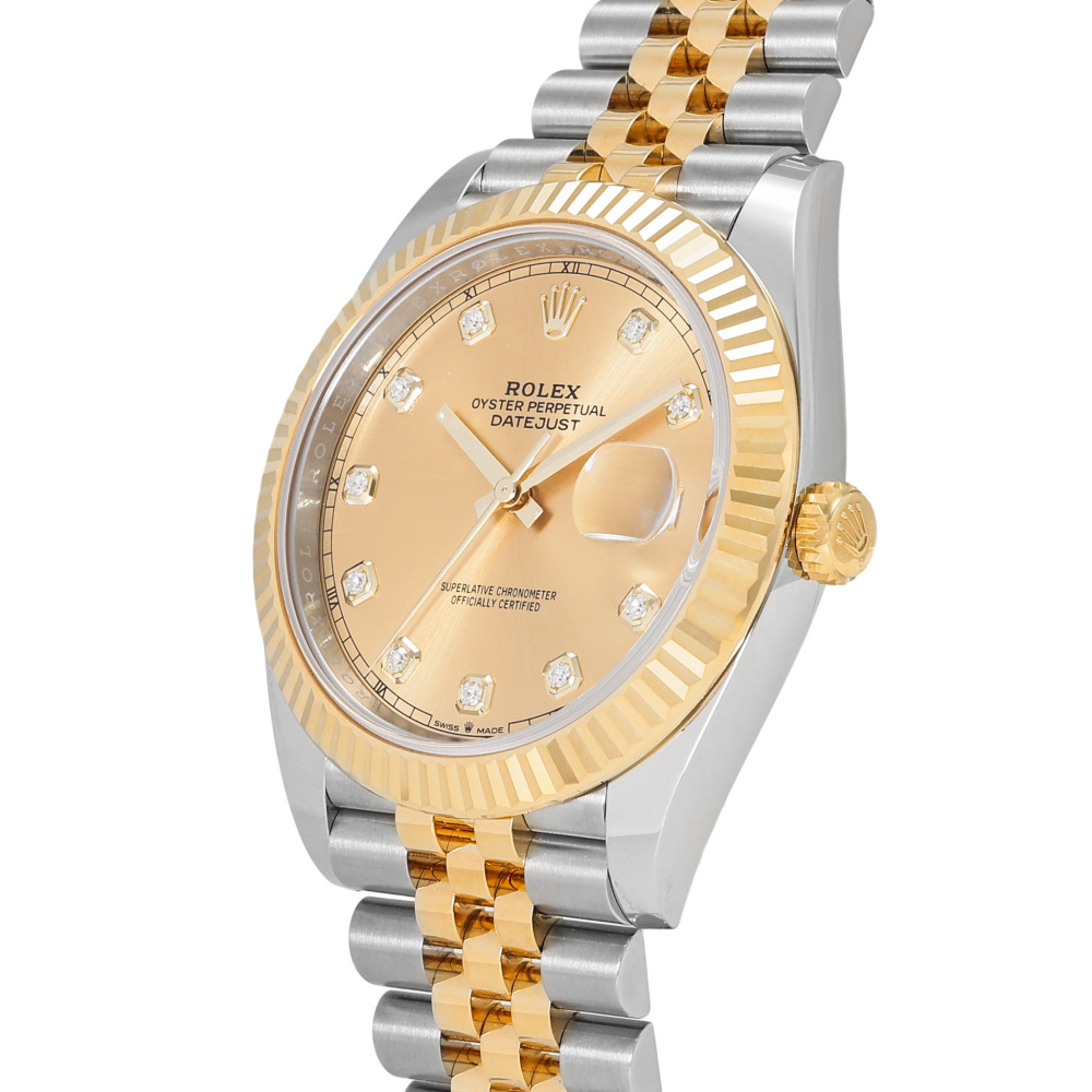 w258554-4 Rolex Datejust Two Tone Yellow Gold Diamond Gold Dial 41mm 2024