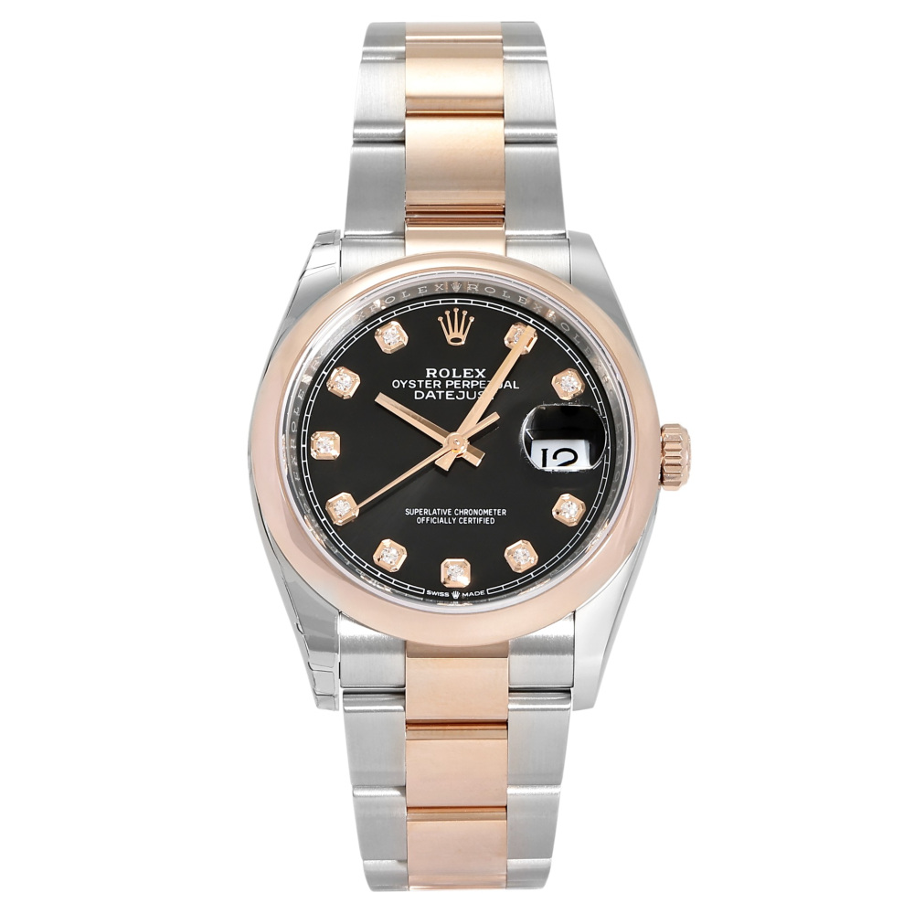 w259740-1 Rolex Datejust Two Tone Rose Gold Black Diamond Dial 36mm 2024