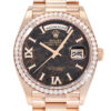Rolex Day-Date Rose Gold Dark Brown Dial Diamond Bezel 36mm 2021