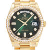 Rolex Day-Date Yellow Gold Green Diamond Dial Diamond Bezel 36mm 2023