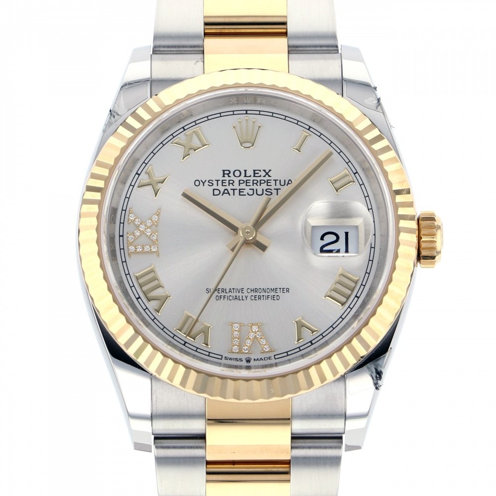 Rolex Datejust Two Tone Yellow Gold Silver Roman Diamond Dial 36mm 2021