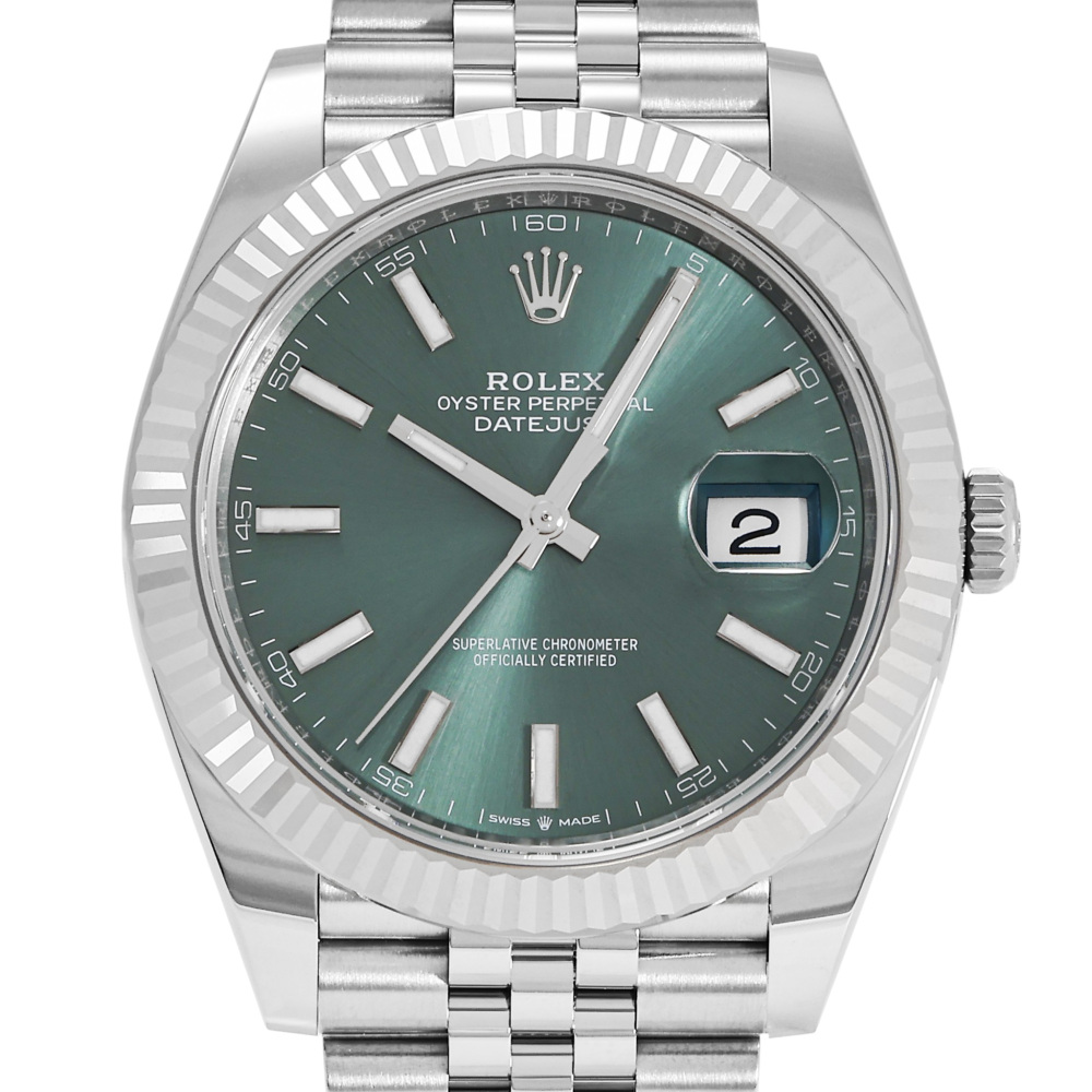 w263214-2 Rolex Datejust Two Tone White Gold Mint Green Dial 41mm 2023