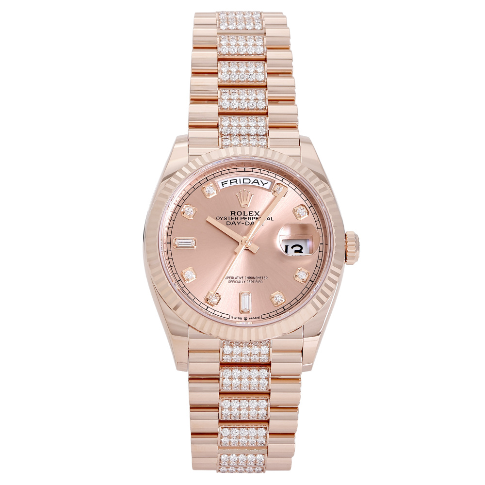 Rolex Day-Date Rose Gold Rose Dial Diamond Bracelet 36mm 2019