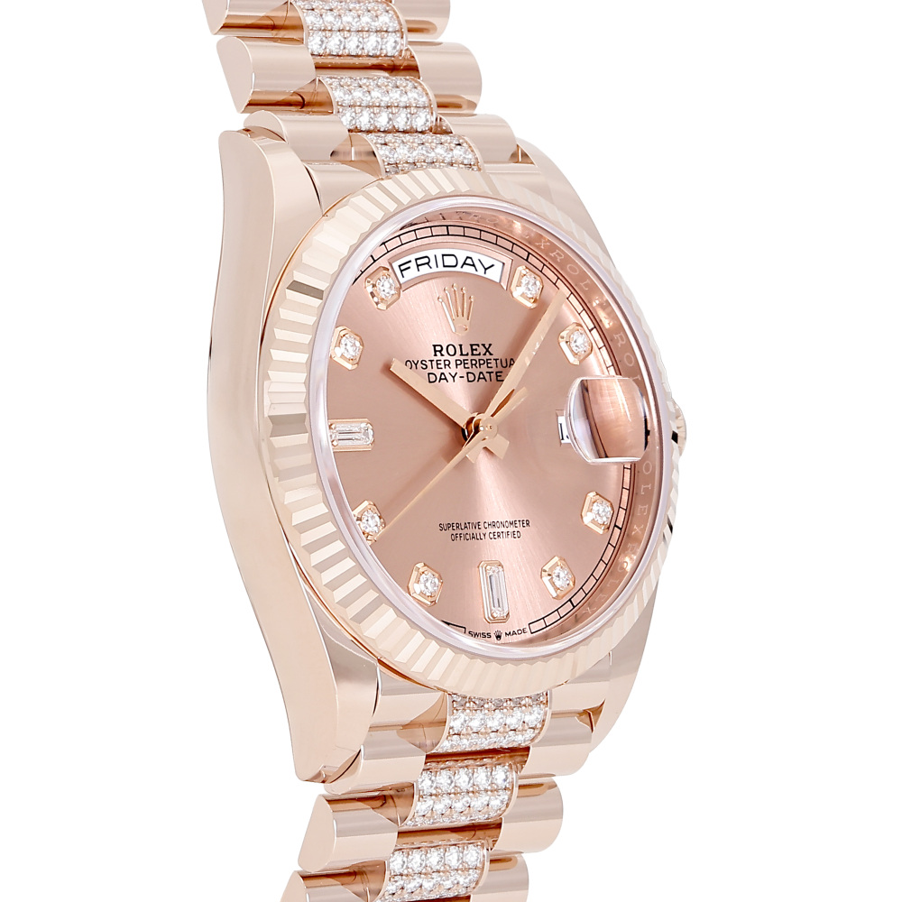 Rolex Day-Date Rose Gold Rose Dial Diamond Bracelet 36mm 2019