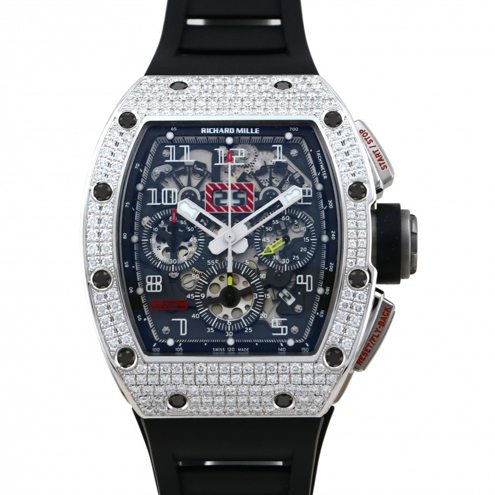 RM11 White Gold Titanium Skeletonized Dial Full Factory Diamond Case Felipe Massa 50mm