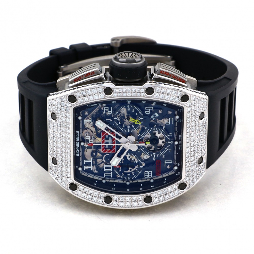 w204111-2 RM11 White Gold Titanium Skeletonized Dial Full Factory Diamond Case Felipe Massa 50mm
