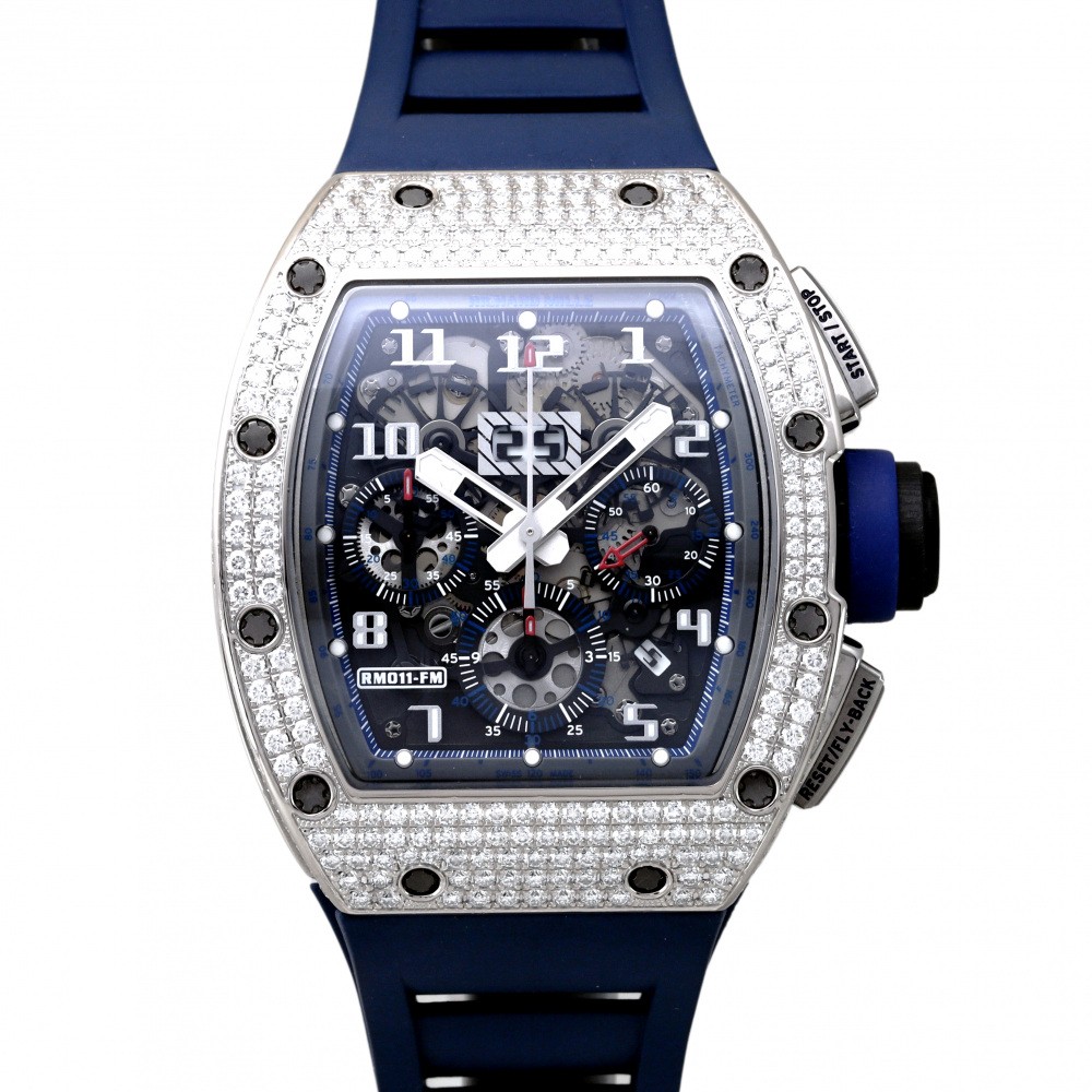 RM11 White Gold Skeletonized Dial Full Factory Diamond Case Felipe Massa 50mm