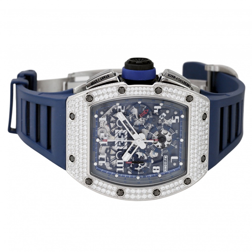 RM11 White Gold Skeletonized Dial Full Factory Diamond Case Felipe Massa 50mm