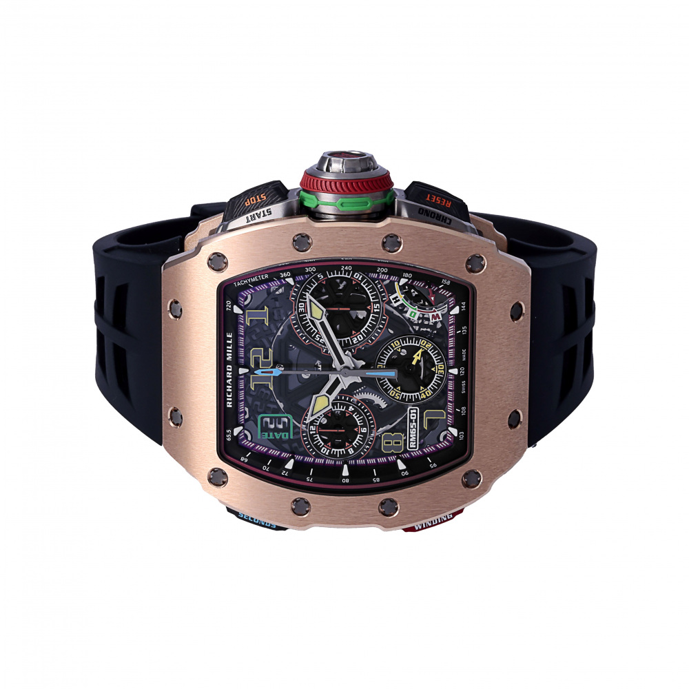 RM65-01 Rose Gold Skeletonized Dial Automatic Split Second Chronograph 47mm