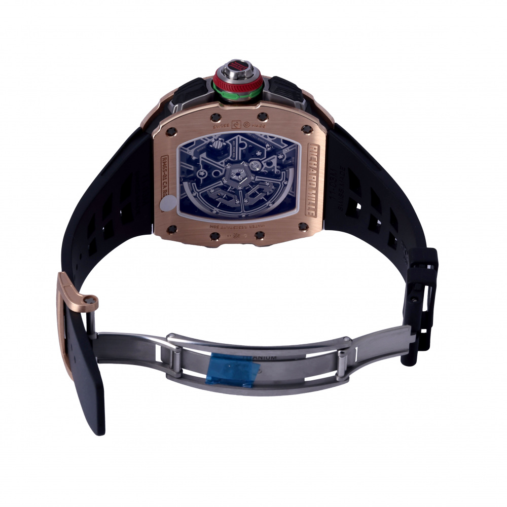 RM65-01 Rose Gold Skeletonized Dial Automatic Split Second Chronograph 47mm