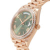 Day-Date Rose Gold Green Dial Diamond Bezel 40mm 2024