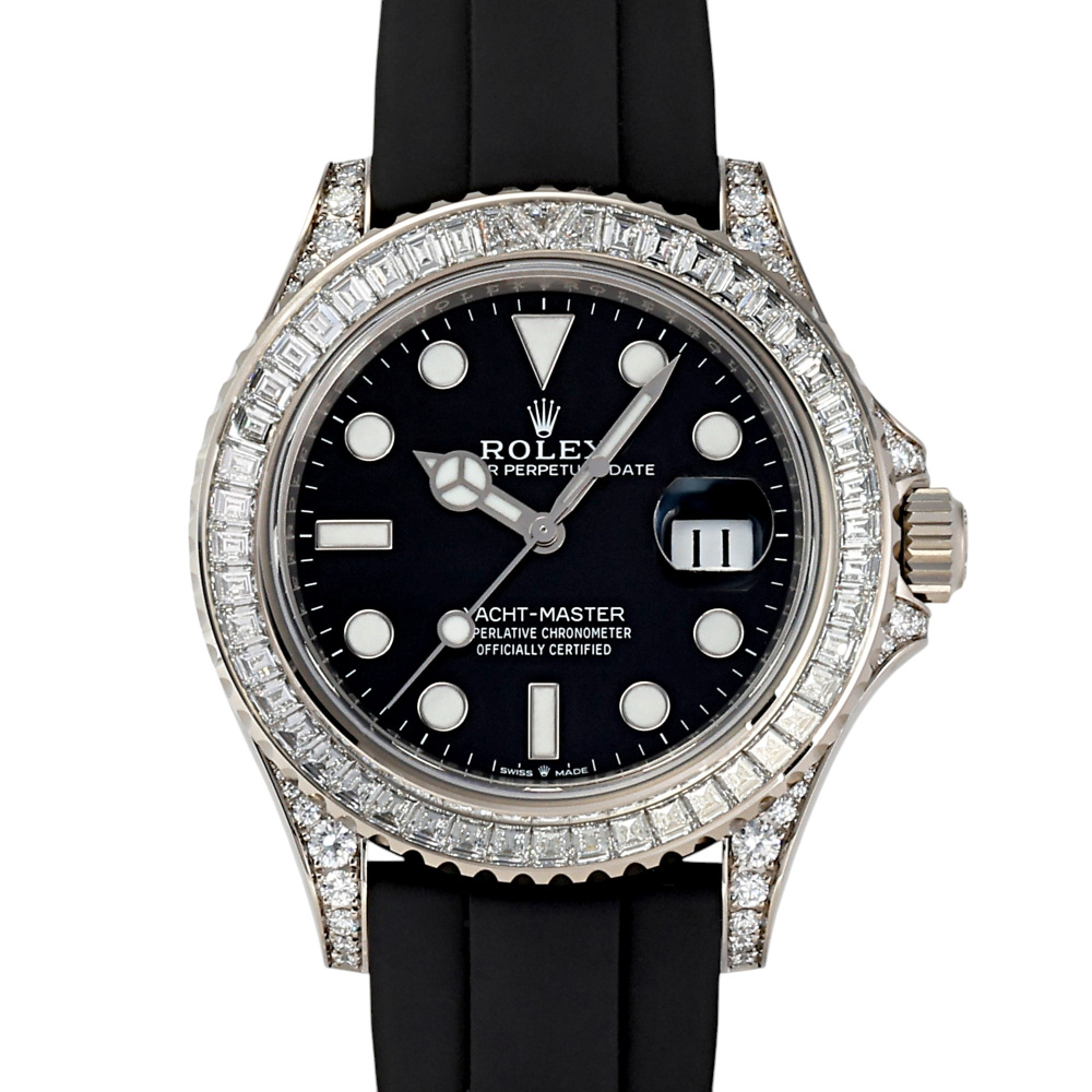 Yacht Master White Gold Black Dial Full Factory Diamond 42mm 2024