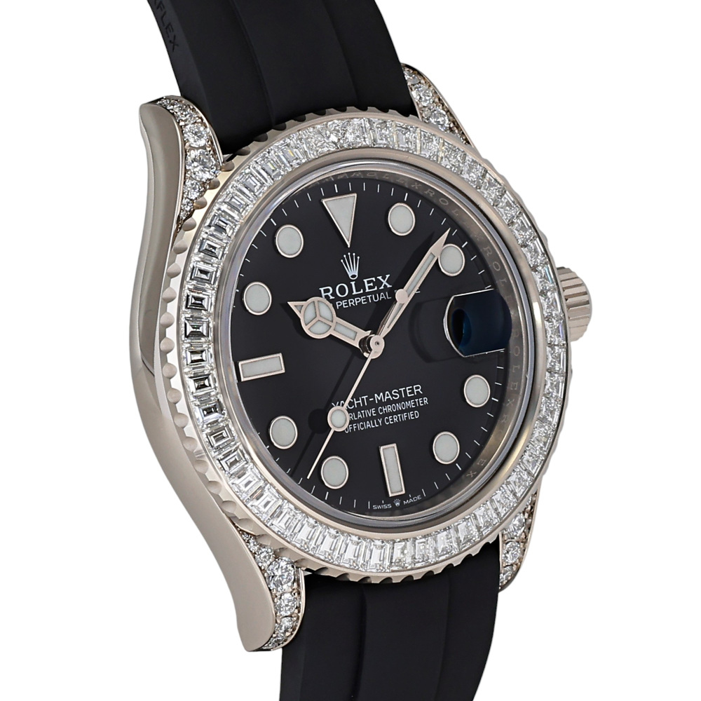 Yacht Master White Gold Black Dial Full Factory Diamond 42mm 2024