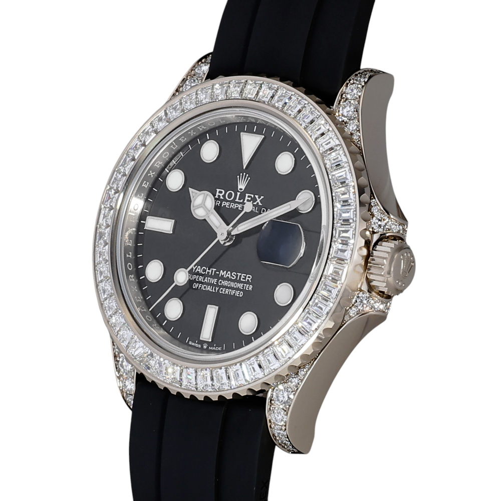 Yacht Master White Gold Black Dial Full Factory Diamond 42mm 2024