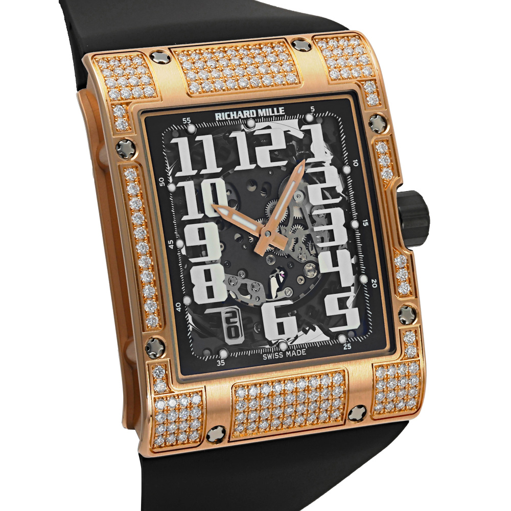 RM16 Rose Gold Skeletonized Dial Extra Flat Skeleton Factory Diamond Case 49.8mm