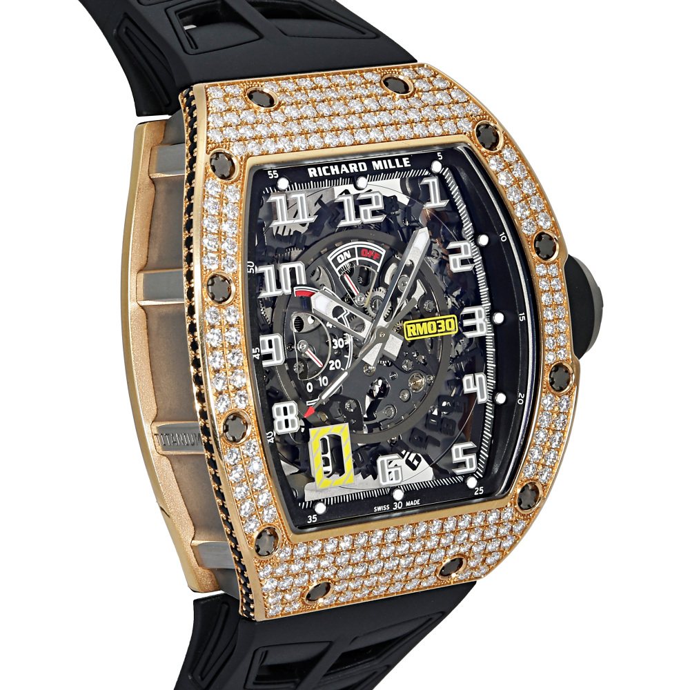 RM30 Titanium Rose Gold Skeletonized Dial Automatic Decratable Rotor Full Factory Diamond Case 50mm 2023