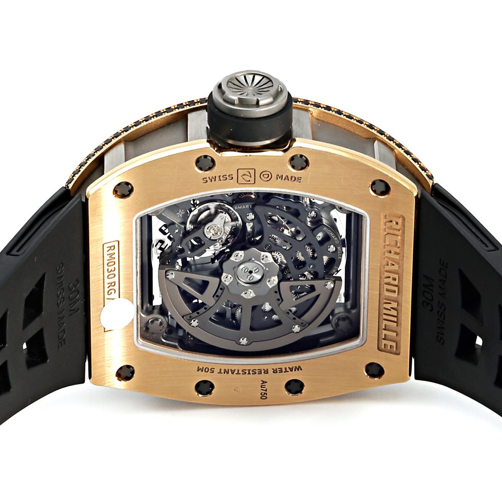 RM30 Titanium Rose Gold Skeletonized Dial Automatic Decratable Rotor Full Factory Diamond Case 50mm 2023