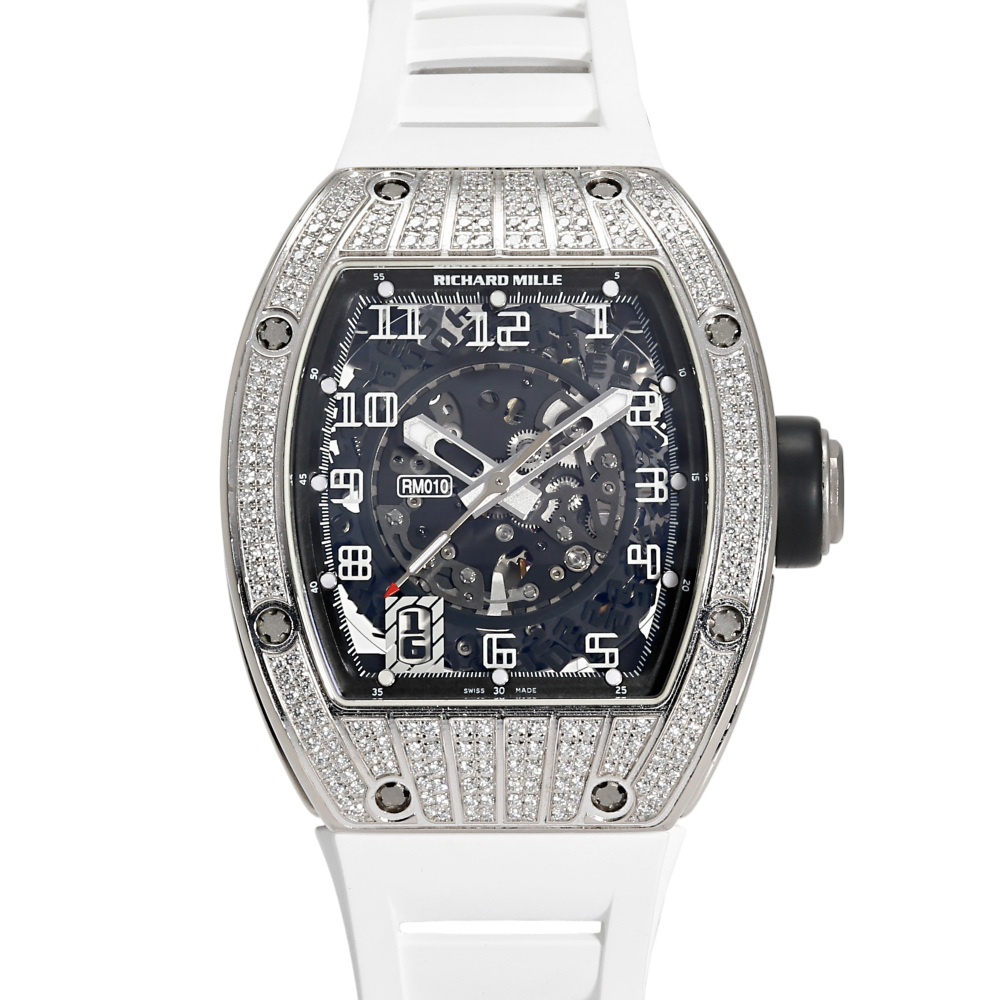 RM10 AG WG Rose Gold Skeletonized Dial Full Factory Diamond Case 48mm