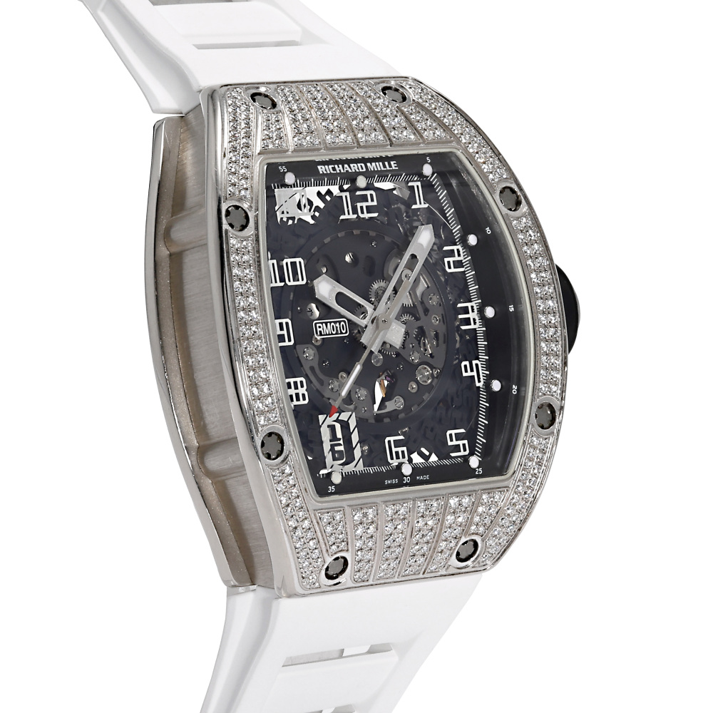 RM10 AG WG Rose Gold Skeletonized Dial Full Factory Diamond Case 48mm