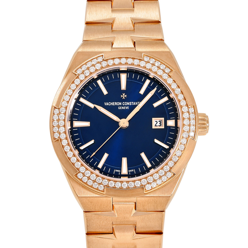 Overseas Automatic Rose Gold Blue Dial Diamond Bezel 35mm